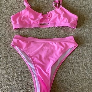 Shein hot pink ring bikini